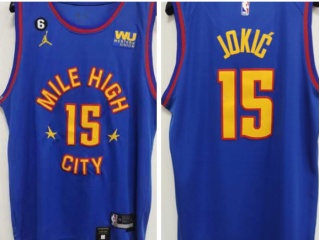 Jordan Denver Nuggets #15 Nikola Jokic Mile High 2022-23 City Jersey Blue