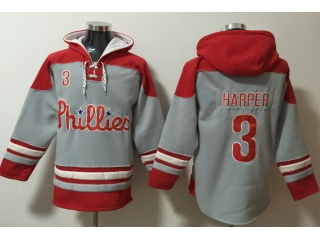 Philadelphia Phillies #3 Bryce Harpe Hoodies Grey