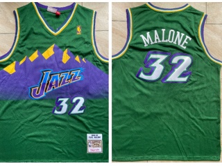 Utah Jazz #32 Karl Malone Throwback Jersey Green 