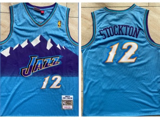 Utah Jazz #12 John Stockton Throwback Jersey Blue 