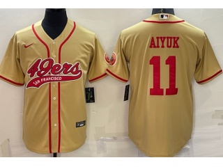 San Francisco 49ers #11 Brandon Aiyuk Baseball Jersey Yellow