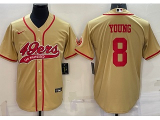San Francisco 49ers #8 Steve Young Baseball Jersey Yellow 