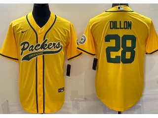 Green Bay Packers #28 AJ Dillon Baseball Jersey Yellow