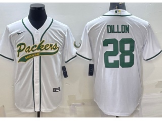  Green Bay Packers #28 AJ Dillon Baseball Jersey White