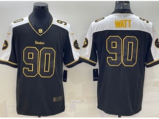 Pittsburgh Steelers #90 T.J. Watt Thanksgiving with Golden Name Limited Jersey White