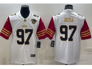San Francisco 49ers #97 Nick Bosa With Golden Name Limited Jersey White