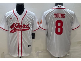 San Francisco 49ers #8 Steve Young Baseball Jersey White 