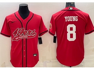 San Francisco 49ers #8 Steve Young Baseball Jersey Red