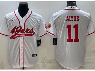 San Francisco 49ers #11 Brandon Aiyuk Baseball Jersey White 