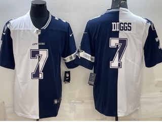 Dallas Cowboys #7 Trevon Diggs Black Split Limited Jersey White Blue