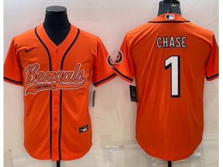 Cincinnati Bengals #1 Ja’Marr Chase Baseball Jersey Orange