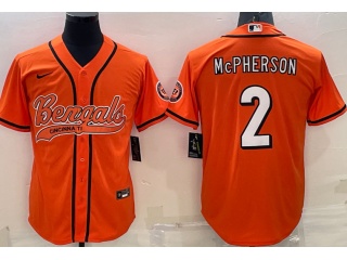 Cincinnati Bengals #2 Evan McPherson Baseball Jersey Orange 