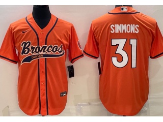 Denver Broncos #31 Justin Simmons Baseball Jersey Orange
