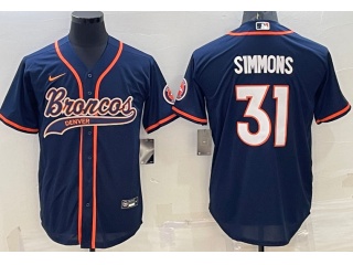 Denver Broncos #31 Justin Simmons Baseball Jersey Blue