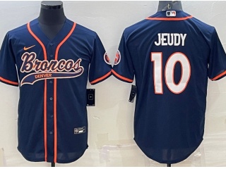 Denver Broncos #10 Jerry Jeudy Baseball Jersey Blue