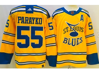 Adidas St.Louis Blues #55 Colton Parayko 2023 Reverse Jersey Yellow