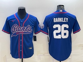 New York Giants #26 Saquon Barkley Baseball Jersey Blue