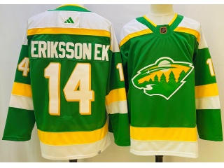 Adidas Minnesota Wild #14 Joel Eriksson Ek 2023 Reverse Jersey Green