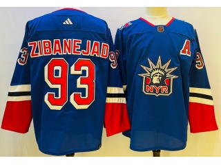 Adidas New York Rangers #93 Mika Zibanejad 2023 Reverse Jersey Blue