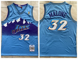 Utah Jazz #32 Karl Malone Throwback Jersey Blue