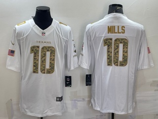 Houston Texans #10 Davis Mills Salute with Camo Numbers Limited Jersey White