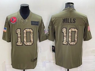 Houston Texans #10 Davis Mills Salute with Camo Numbers Limited Jersey Green