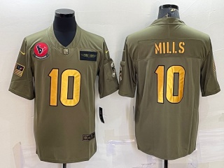 Houston Texans #10 Davis Mills Salute with Golden Numbers Limited Jersey Green