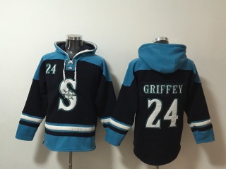 Seattle Mariners #24 Ken Griffey Jr Hoodie Navy Blue