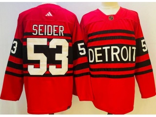 Adidas Detroit Red Wings #53 Moritz Seider 2023 Reverse Jersey Red