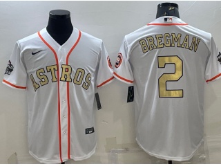 Nike Houston Astros #2 Alex Bregman Champion Cool Base Jersey White Gold