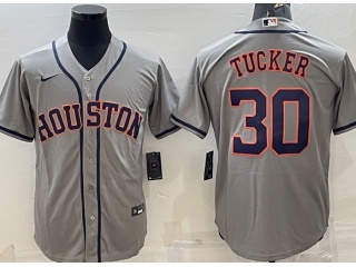 Nike Houston Astros #30 Kyle Tucker Cool Base Jersey Grey 