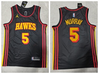 Jordan Atlanta Hawks #5 Dejounte Murray 2022-23 Jersey Black