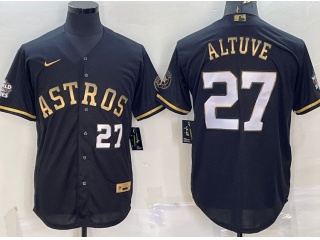  Nike Houston Astros #27 Jose Altuve 3rd Jersey Black Golden 