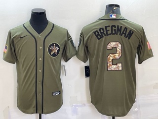 Nike Houston Astros #2 Alex Bregman Salute To Service Cool Base Jersey Green