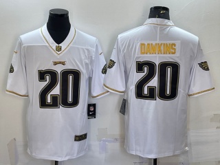 Philadelphia Eagles #20 Brian Dawkins with Golden Name Limited Jersey White