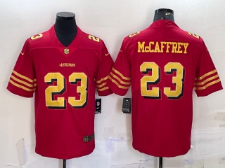 San Francisco 49ers #23 Christian Mccaffrey with Golden Name Limited Jersey Red