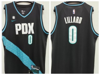 Nike Portland Trail Blazers #0 Damian Lillard 2022-23 Jersey Black City