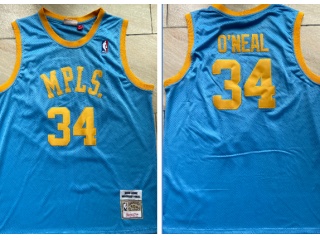 Los Angeles Lakers #34 Shaquille O'Neal MPLS Jersey Baby Blue 