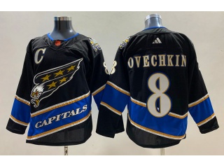 Adidas Washington Capitals #8 Alexander Ovechkin 2023 Reverse Jersey Black 