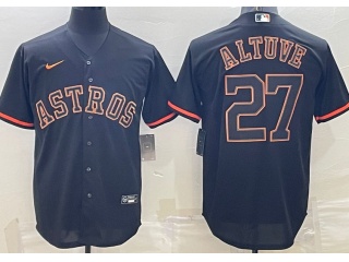 Nike Houston Astros #27 Jose Altuve Lights Out Jerseys Black 