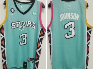 San Antonio Spurs #3 Keldon Johnson 2022-23 City Jersey Green