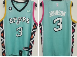 San Antonio Spurs #3 Keldon Johnson 2022-23 City Jersey Green