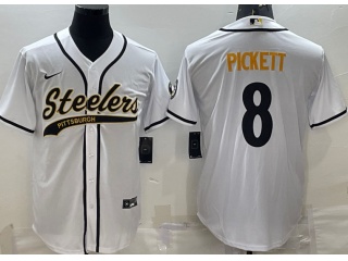 Pittsburgh Steelers #8 Kenny Pickett Baseball Jersey White
