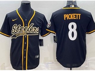 Pittsburgh Steelers #8 Kenny Pickett Baseball Jersey Black