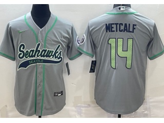 Seattle Seahawks #14 DK Metcalf Baseball Jersey Grey