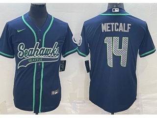 Seattle Seahawks #14 DK Metcalf Baseball Jersey Blue 