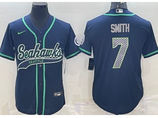  Seattle Seahawks #7 Geno Smith Baseball Jersey Blue 
