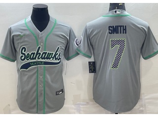 Seattle Seahawks #7 Geno Smith Baseball Jersey Grey 