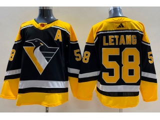 Adidas Pittsburgh Penguins #58 Kristopher Letang 2023 Reverse Jersey Black