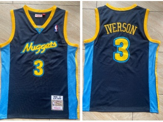 Denver Nuggets #3 Allen Iverson Throwabck Jersey  Dark Blue 